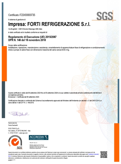 Certificazioni Forti Refrigerazione 1